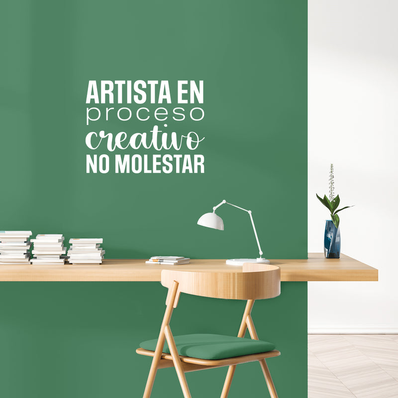 Vinyl Wall Art Decal - Artista En Proceso Creativo; No Molestar / Artist in Creative Process; Do Not Disturb - 17" x 21.5"- Inspiring Spanish Quote Sticker For School Office Decor 3