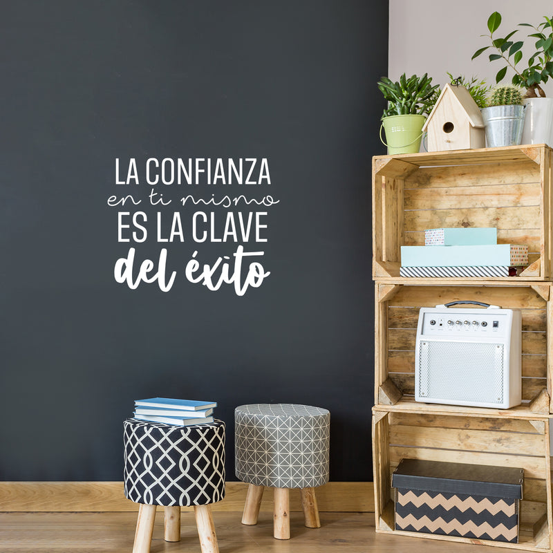Vinyl Wall Art Decal - La Confianza En Ti Mismo Es La CLave Del Éxito / Self Confidence Is The Key To Success - 17"x 21"- Trendy Positive Spanish Quote Sticker For Home School Office Decor 2