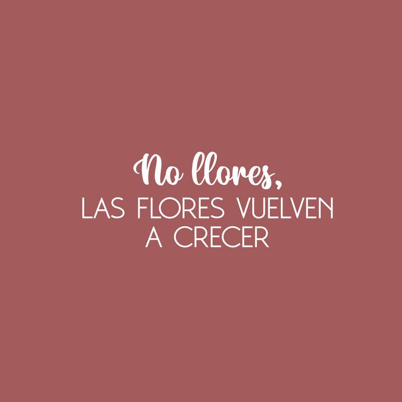 Vinyl Wall Art Decal - No Llores; Las Flores Vuelven A Crecer / Don't Cry; The Flowers Grow Again - 9.5" x 25" - Fun Good Vibes Spanish Quote Sticker For Bedroom Closet Living Room Decor 2