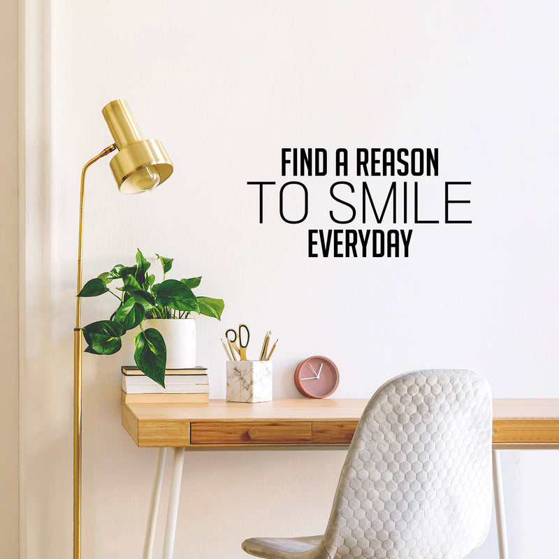 Vinyl Wall Art Decal - Smile More - 4" x 20" - Happy Face Modern Inspirational Positive Quote Sticker For Home Office Bedroom Living Room Kids Room School Playroom Coffee Shop Decor 2