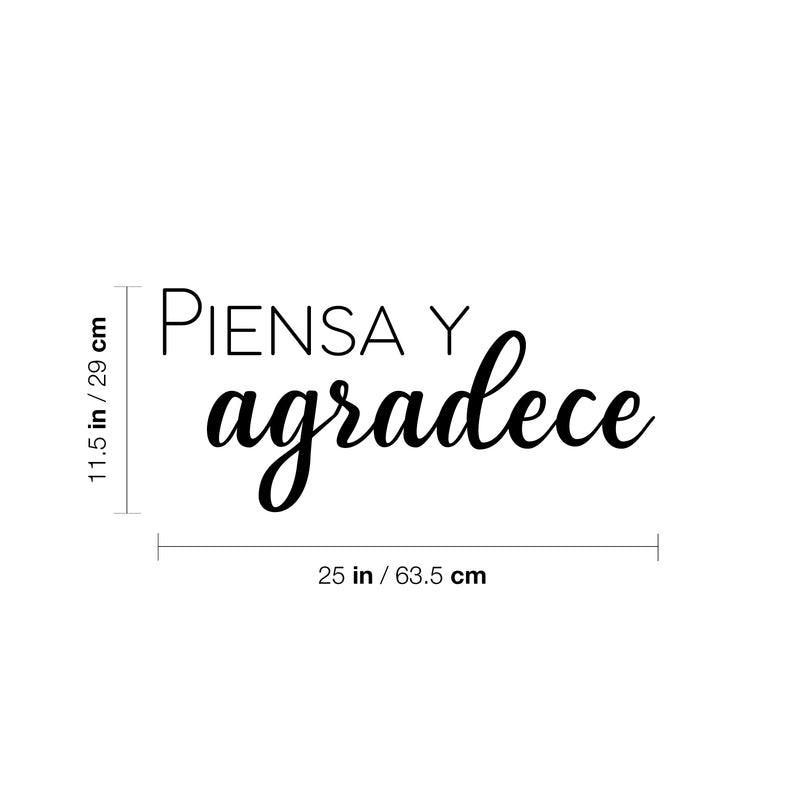 Vinyl Wall Art Decal - Piensa y Agradece / Think And Be Grateful - 11.Modern Lovely Optimistic Spanish Quote Sticker For Bedroom Living Room School Office Coffee Shop Decor 4