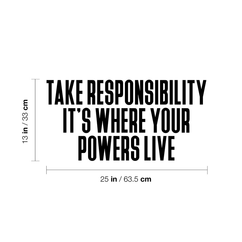 Vinyl Wall Art Decal - Take Responsibility It's Where Your Powers Live - Inspiring Good Vibes Quote Sticker For Home Bedroom Living Room Office Classroom Coffee Shop Decor 4