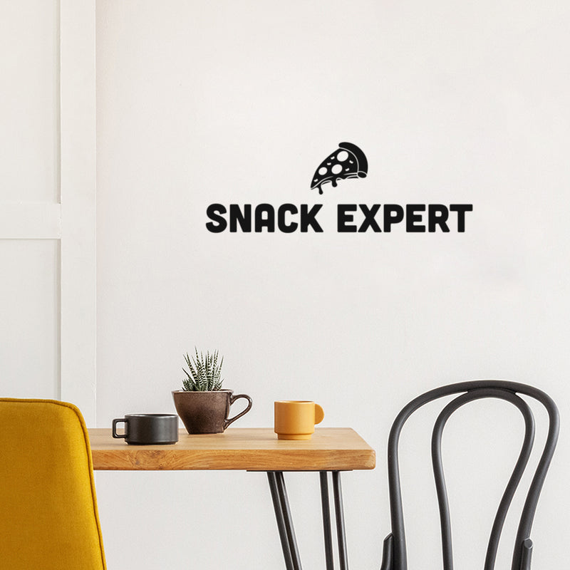 Vinyl Wall Art Decal - Snack Expert - Pizza Shape Trendy Sarcasm Funny Quote Sticker for Home Kitchen Restaurant Store Shopfront Work Office Kitchenette Decor 2