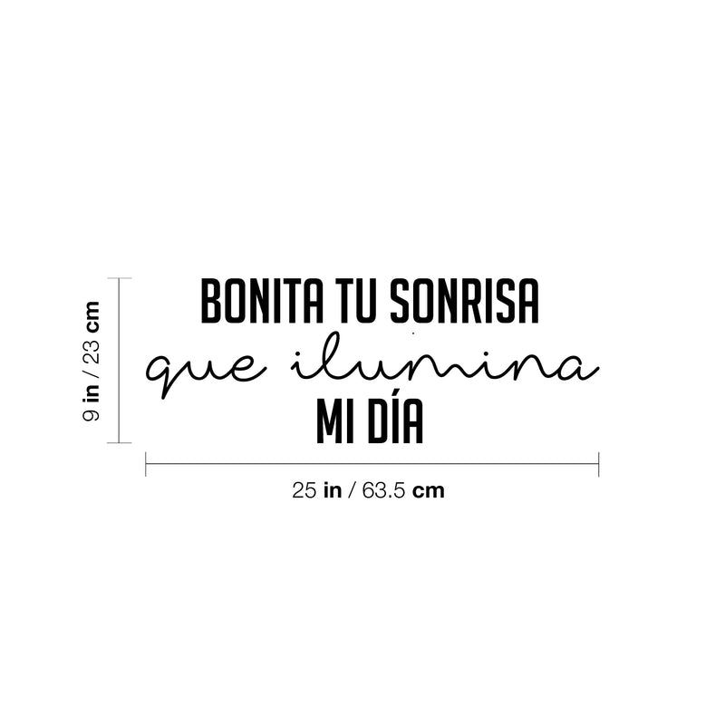 Vinyl Wall Art Decal - Bonita Tu Sonrisa Que Ilumina Mi Día / Beautiful Your Smile That Brightens My Day - Lovely Spanish Quote Sticker For Bedroom Playroom Nursery Decor 4