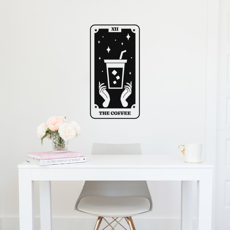 Vinyl Wall Art Decal - Tarot Card The Coffee - Humorous Trendy Fun Astrology Design Sticker For Home Bedroom Closet Kitchen Office Kitchenette Coffee Shop Storefront Decor 2