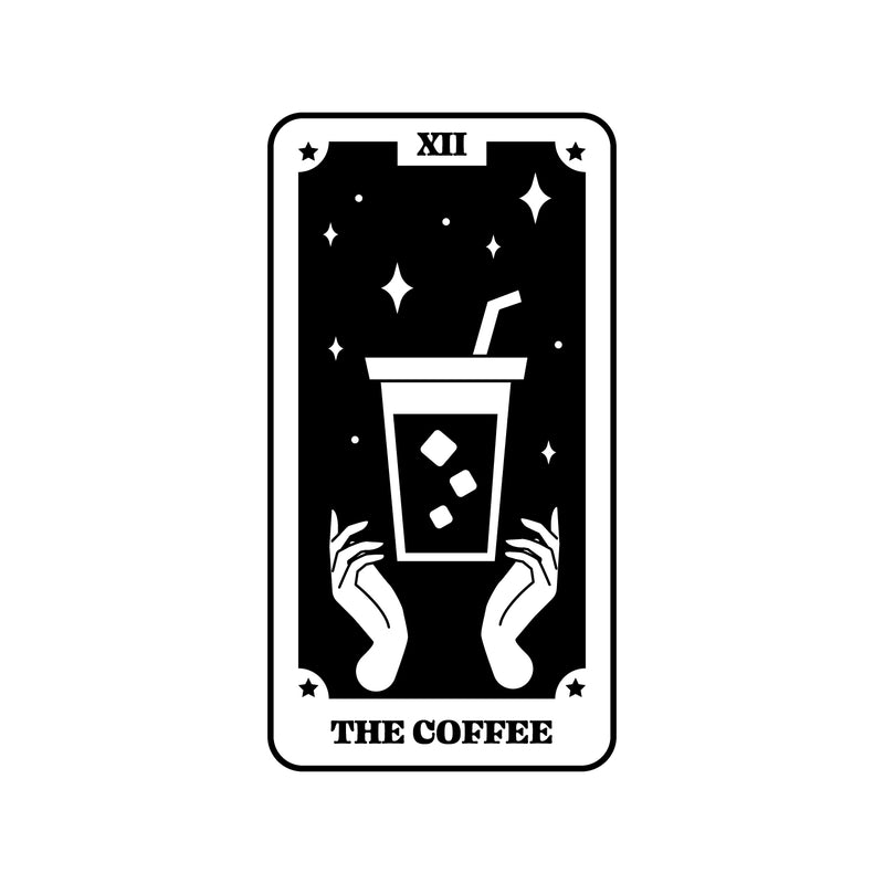 Vinyl Wall Art Decal - Tarot Card The Coffee - 30" x 16" - Humorous Trendy Fun Astrology Design Sticker For Home Bedroom Closet Kitchen Office Kitchenette Coffee Shop Storefront Decor 1