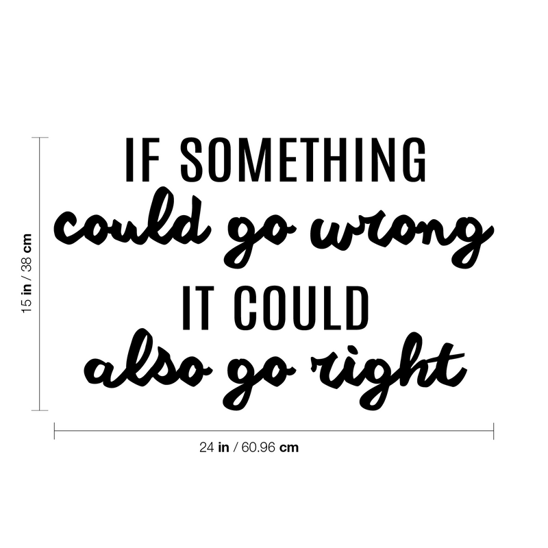 Vinyl Wall Art Decal - If Something Could Go Wrong It Could Also Go Right - Lovely Optimistic Quote Sticker For Home Bedroom Closet Living Room School Office Decor 4