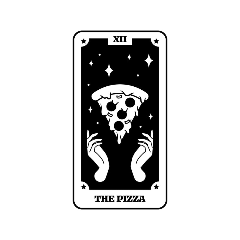 Vinyl Wall Art Decal - Tarot Card The Pizza - 30" x 16" - Humorous Trendy Fun Astrology Design Sticker For Home Kitchen Living Room Office Coffee Shop Restaurant Storefront Decor 1