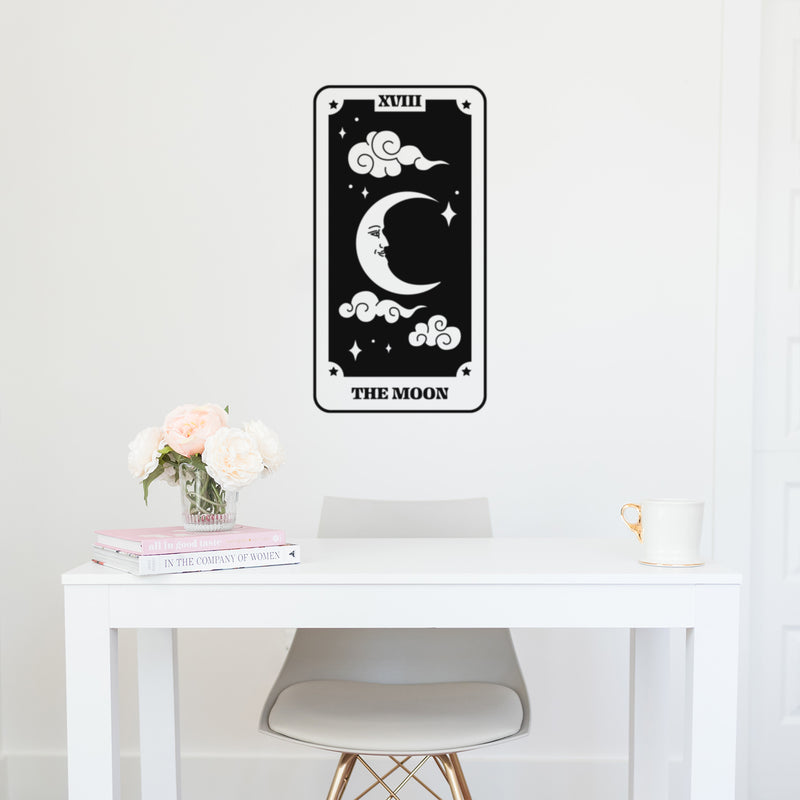 Vinyl Wall Art Decal - Tarot Card The Moon - Lovely Trendy Fun Astrology Design Sticker For Home Bedroom Closet Living Room Coffee Shop Office Storefront Decor 2