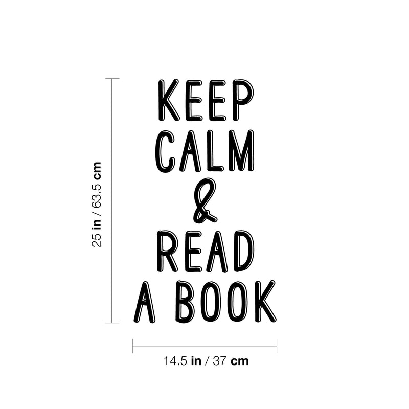 Vinyl Wall Art Decal - Keep Calm & Read A Book - 25" x 14.5" - Trendy Inspiring Positive Classroom Quote Sticker For Home Living Room Playroom Office School Library Educational Decor 4