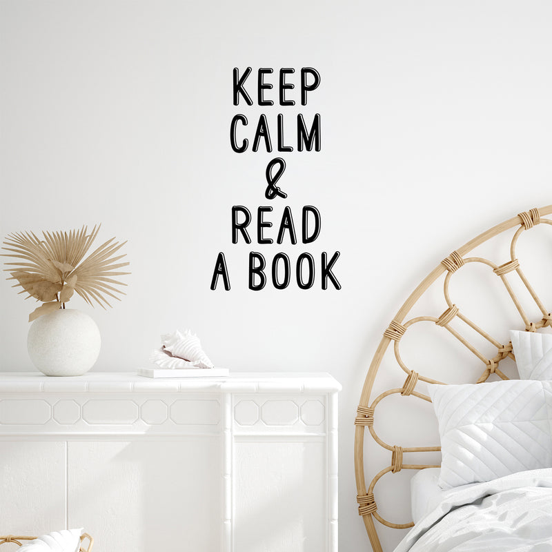 Vinyl Wall Art Decal - Keep Calm & Read A Book - 25" x 14.5" - Trendy Inspiring Positive Classroom Quote Sticker For Home Living Room Playroom Office School Library Educational Decor 2