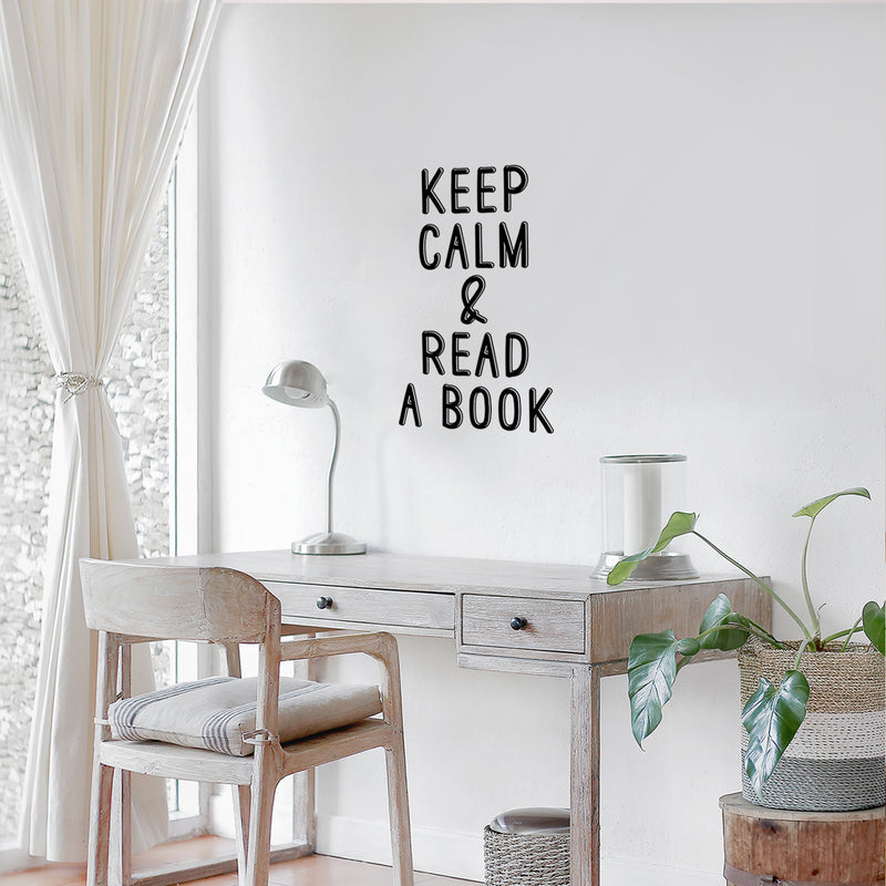 Vinyl Wall Art Decal - Keep Calm & Read A Book - - Trendy Inspiring Positive Classroom Quote Sticker For Home Living Room Playroom Office School Library Educational Decor 3