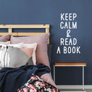 Vinyl Wall Art Decal - Keep Calm & Read A Book - 25" x 14.5" - Trendy Inspiring Positive Classroom Quote Sticker For Home Living Room Playroom Office School Library Educational Decor 1