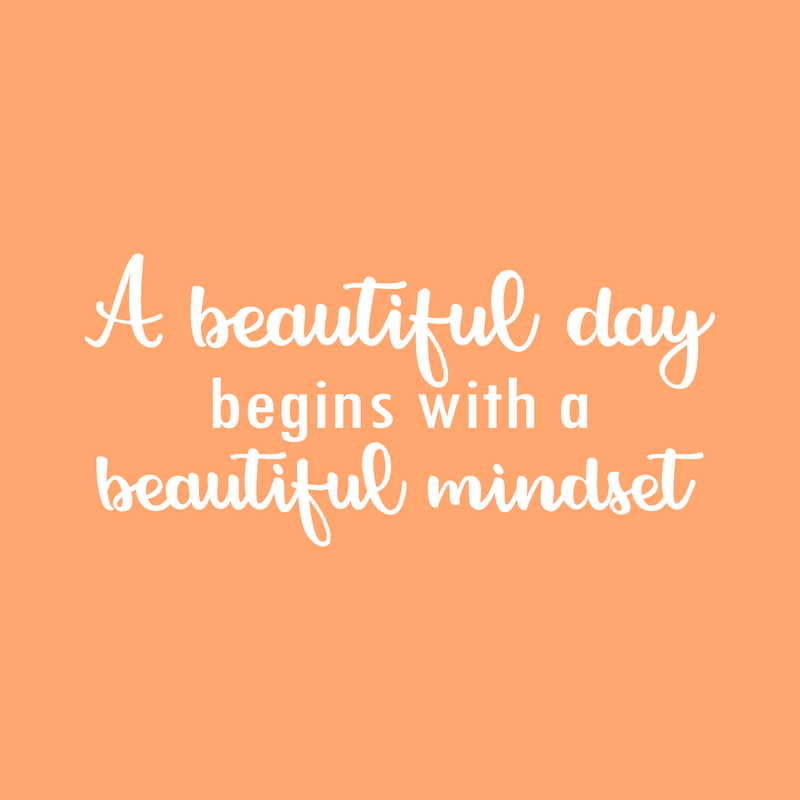 Vinyl Wall Art Decal - A Beautiful Day Begins With A Beautiful Mindset - 13" x 28" - Modern Lovely Optimistic Quote Sticker For Home Bedroom Closet Living Room School Office Decor 1