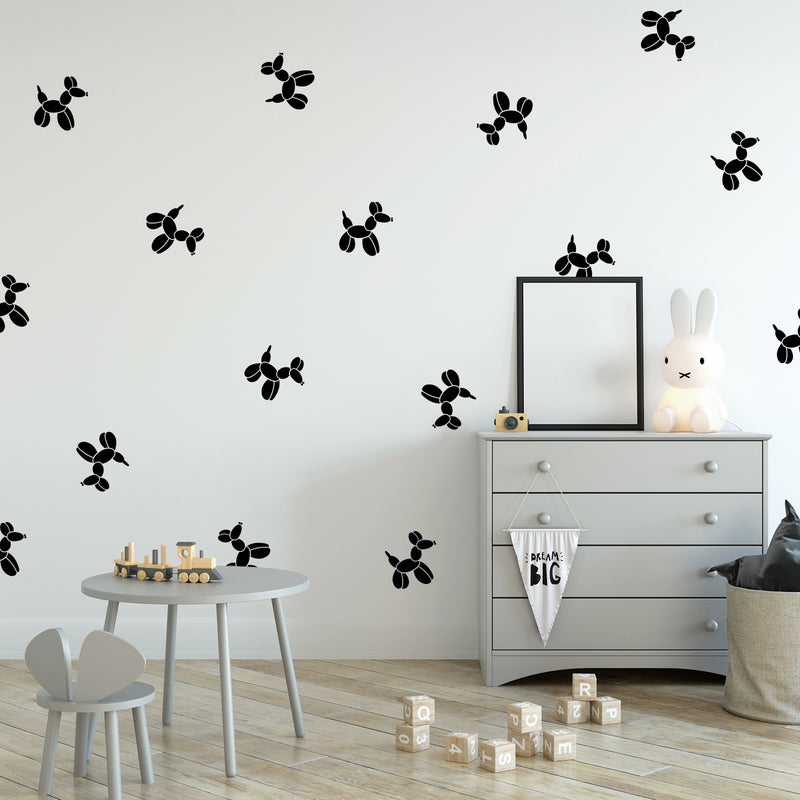 Set Of 20 Vinyl Wall Art Decal - Balloon Dogs Pattern - From Each - Trendy Cool Fun Puppy Design Sticker For Kids Room Playroom Classroom Daycare Toy Store Decor 3