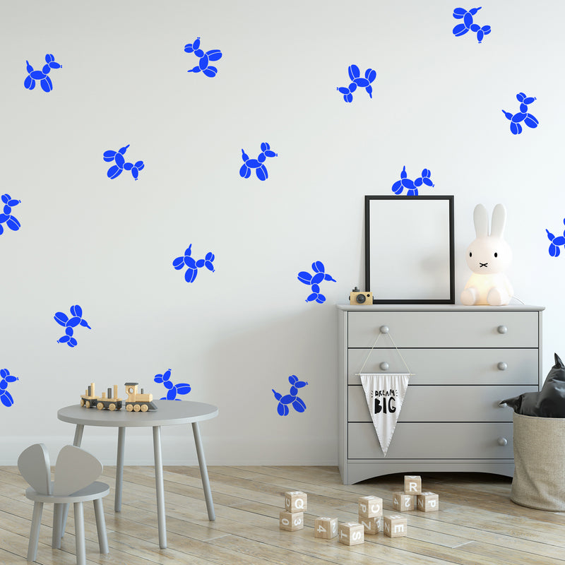 Set Of 20 Vinyl Wall Art Decal - Balloon Dogs Pattern - From 5" x 5" Each - Trendy Cool Fun Puppy Design Sticker For Kids Room Playroom Classroom Daycare Toy Store Office Decor 2