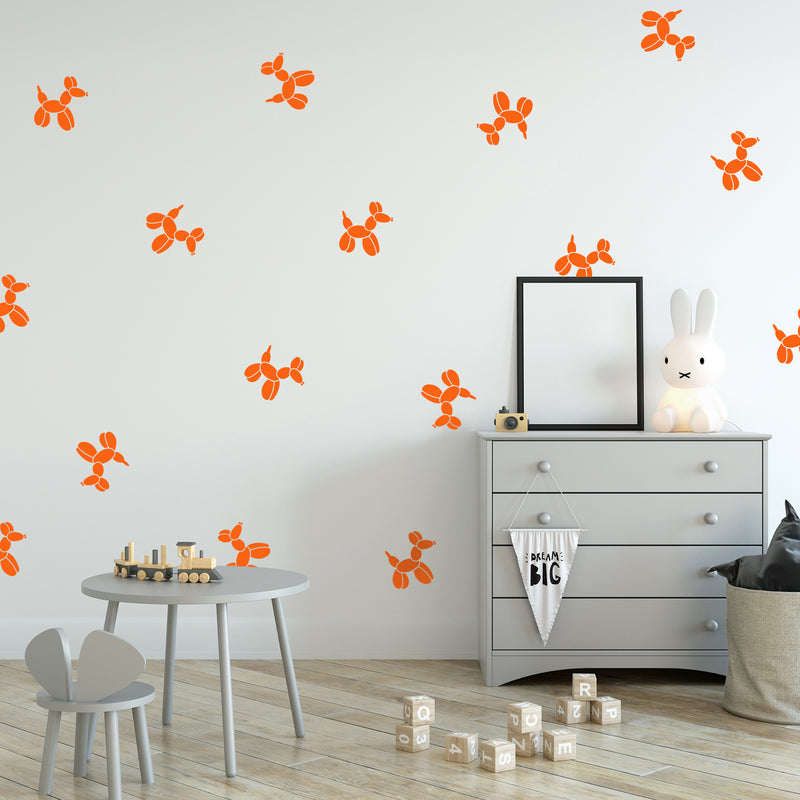 Set Of 20 Vinyl Wall Art Decal - Balloon Dogs Pattern - From 5" x 5" Each - Trendy Cool Fun Puppy Design Sticker For Kids Room Playroom Classroom Daycare Toy Store Office Decor 2