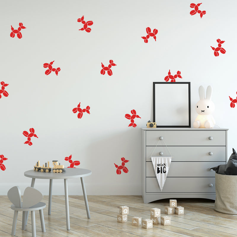 Set Of 20 Vinyl Wall Art Decal - Balloon Dogs Pattern - From 5" x 5" Each - Trendy Cool Fun Puppy Design Sticker For Kids Room Playroom Classroom Daycare Toy Store Office Decor 2