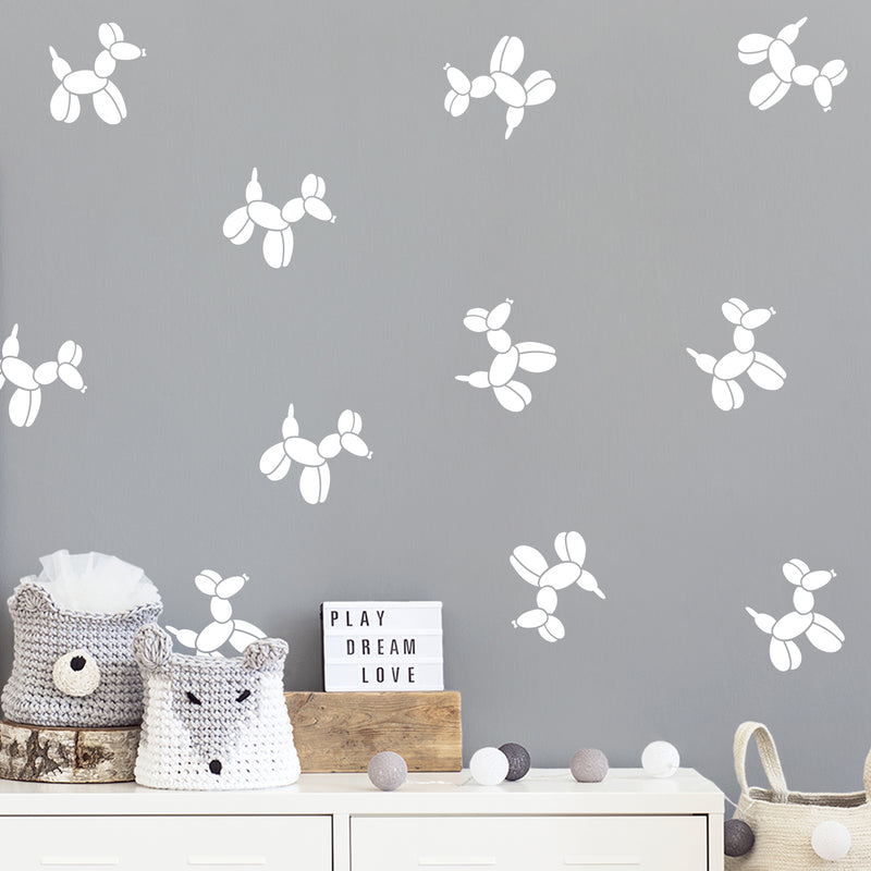 Set Of 20 Vinyl Wall Art Decal - Balloon Dogs Pattern - From 5" x 5" Each - Trendy Cool Fun Puppy Design Sticker For Kids Room Playroom Classroom Daycare Toy Store Office Decor 3