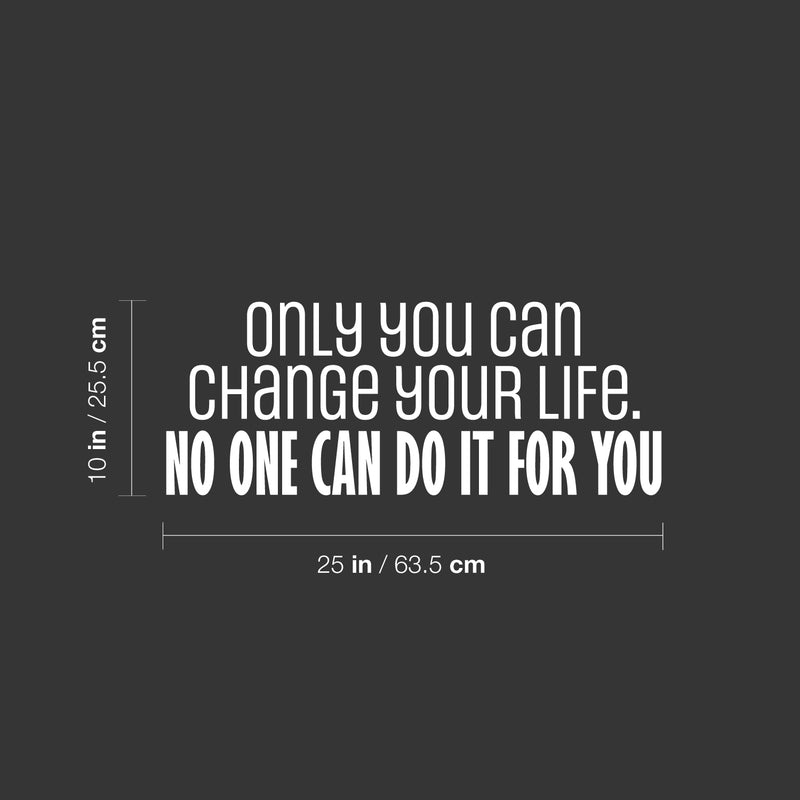 Vinyl Wall Art Decal - Only You Can Change Your Life. No One Can Do It For You - 10" x 25" - Motivating Positive Lifestyle Quote Sticker For Bedroom Office Gym Fitness Decor 4