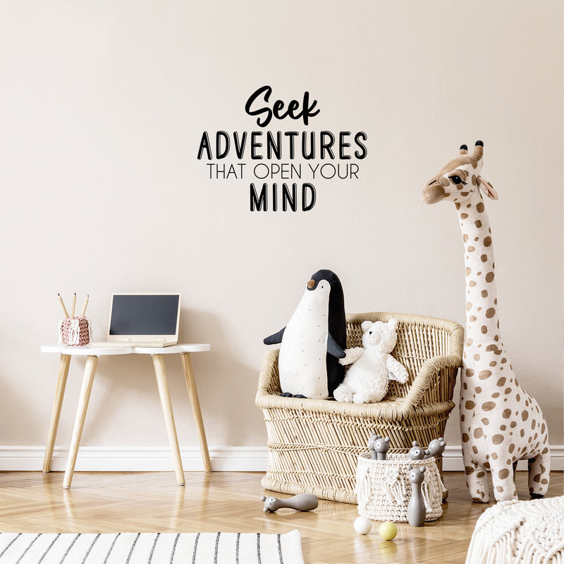 Vinyl Wall Art Decal - Seek Adventures That Open Your Mind - Trendy Motivating Positive Quote Sticker For Bedroom Kids Room Playroom Nursery Daycare School Classroom Decor 2