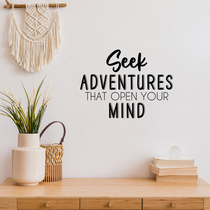 Vinyl Wall Art Decal - Seek Adventures That Open Your Mind - 17" x 23" - Trendy Motivating Positive Quote Sticker For Bedroom Kids Room Playroom Nursery Daycare School Classroom Decor 3