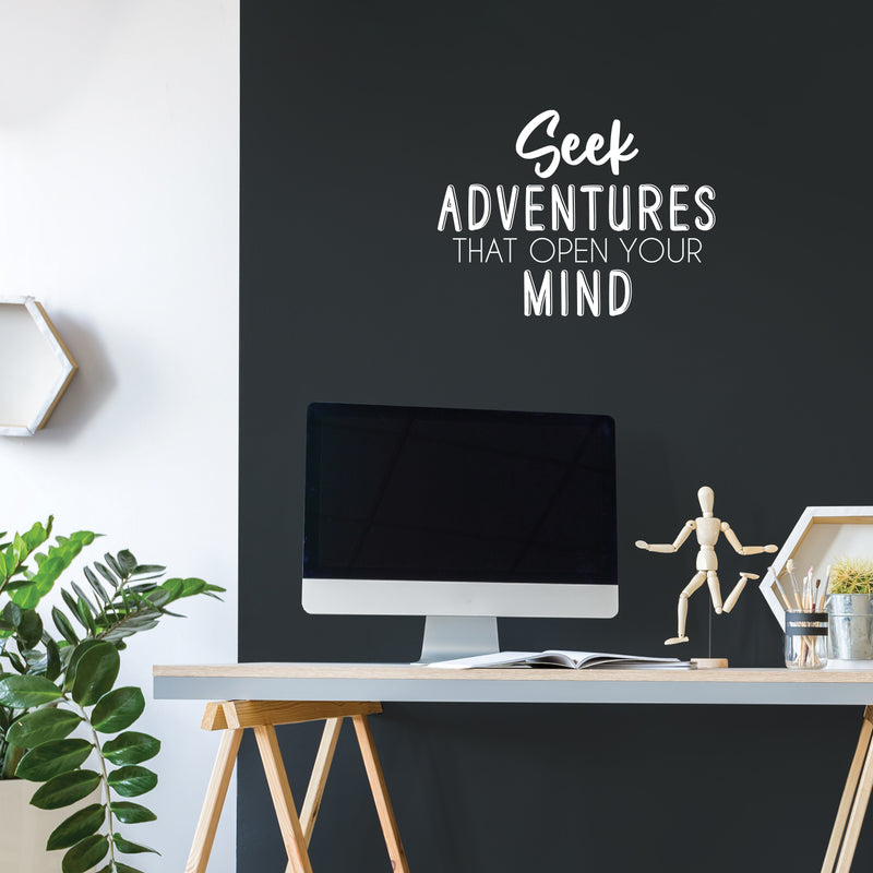 Vinyl Wall Art Decal - Seek Adventures That Open Your Mind - 17" x 23" - Trendy Motivating Positive Quote Sticker For Bedroom Kids Room Playroom Nursery Daycare School Classroom Decor 2