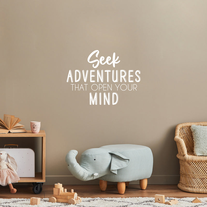 Vinyl Wall Art Decal - Seek Adventures That Open Your Mind - 17" x 23" - Trendy Motivating Positive Quote Sticker For Bedroom Kids Room Playroom Nursery Daycare School Classroom Decor 3