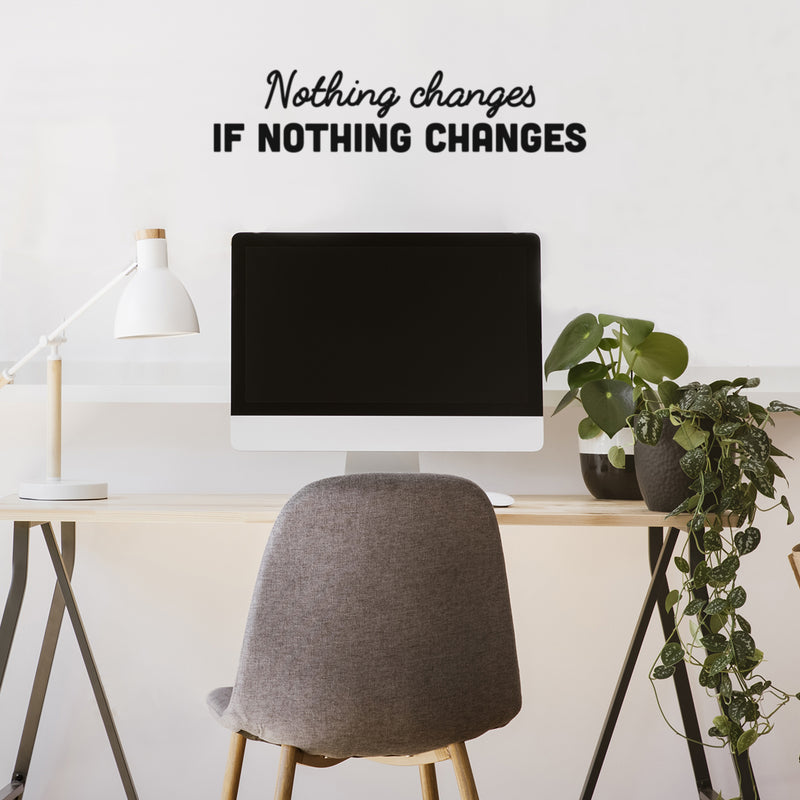 Vinyl Wall Art Decal - Nothing Changes If Nothing Changes - Motivating Positive Lifestyle Quote Sticker For Bedroom Living Room Office School Coffee Shop Gym Fitness Decor 3