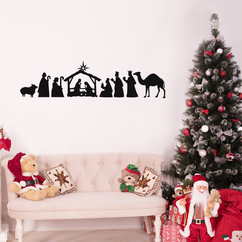 Vinyl Wall Art Decal - Christmas Manger - Trendy Inspiring Lovely Design Design Sticker For Home Bedroom Living Room Fireplace Playroom School Coffee Shop Holyday Decor 2