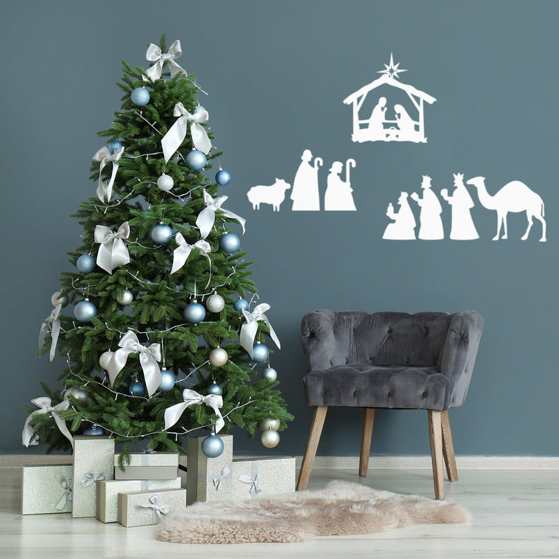 Vinyl Wall Art Decal - Christmas Manger - 17" x 50" - Trendy Inspiring Lovely Design Design Sticker For Home Bedroom Living Room Fireplace Playroom School Coffee Shop Holyday Decor 2