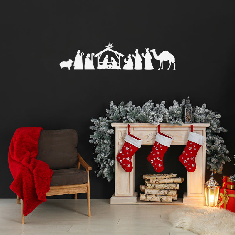 Vinyl Wall Art Decal - Christmas Manger - 17" x 50" - Trendy Inspiring Lovely Design Design Sticker For Home Bedroom Living Room Fireplace Playroom School Coffee Shop Holyday Decor 3