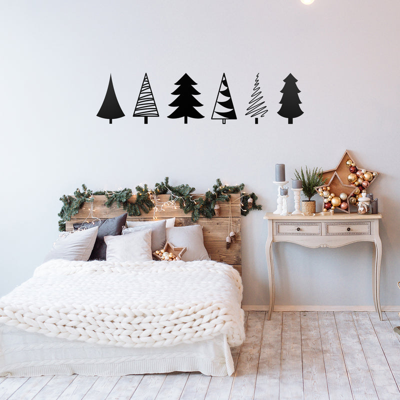 Vinyl Wall Art Decal - Pine Trees - 17" x 67" - Shapes Trendy Cute Holyday Season Quote Sticker For Living Room Dining Room Store Window Door Coffee Shop Decor 2