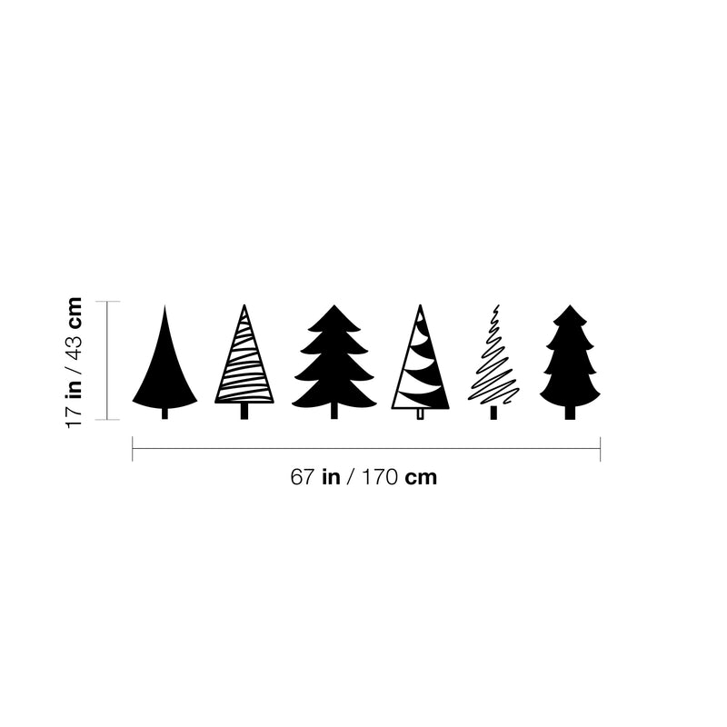 Vinyl Wall Art Decal - Pine Trees - Trendy Seasonal Shapes Cute Holiday Sticker For Home Dining Room Living Room Store Window Door Coffee Shop Decor 4