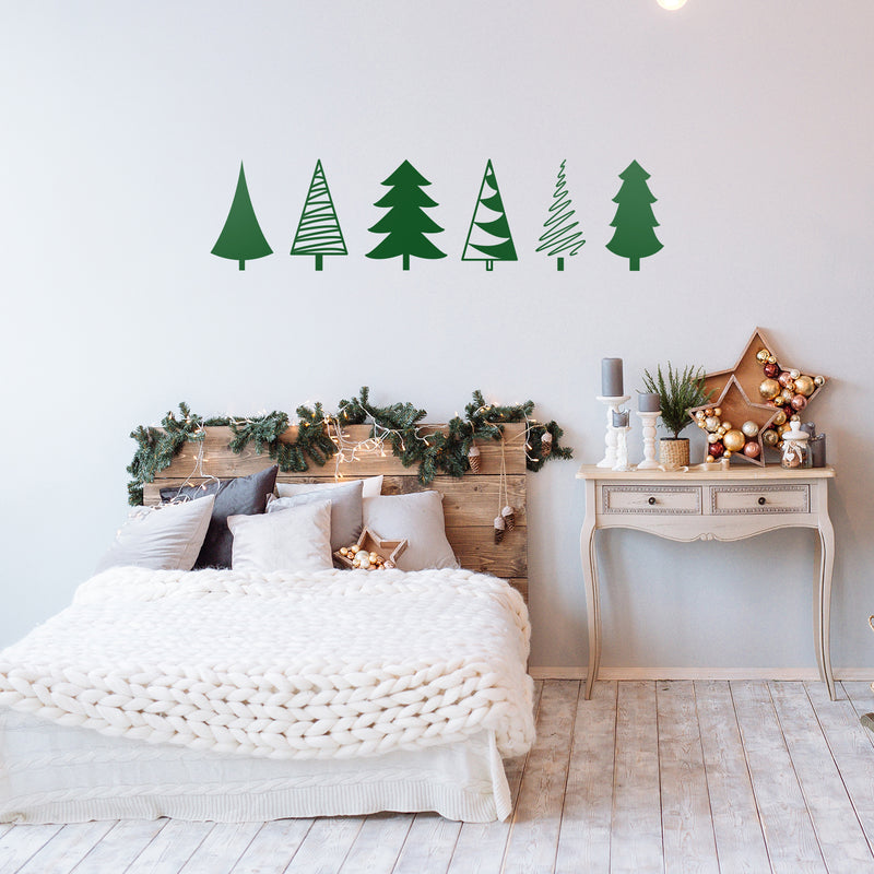 Vinyl Wall Art Decal - Pine Trees - 17" x 67" - Shapes Trendy Cute Holyday Season Quote Sticker For Living Room Dining Room Store Window Door Coffee Shop Decor 2