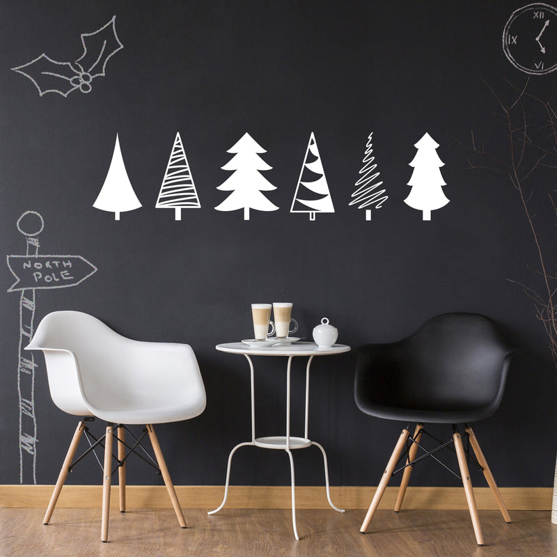 Vinyl Wall Art Decal - Pine Trees - 17" x 67" - Shapes Trendy Cute Holyday Season Quote Sticker For Living Room Dining Room Store Window Door Coffee Shop Decor 3