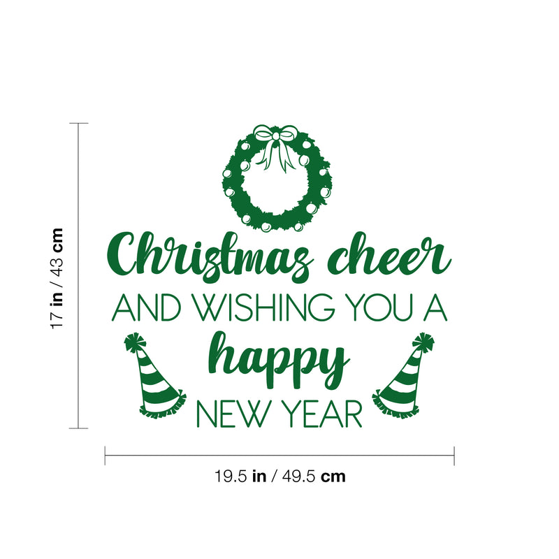 Vinyl Wall Art Decal - Christmas Cheer And Wishing You A Happy New Year - 17" x 19.5" - Lovely Inspiring Quote Sticker For Bedroom Living Room Windows Coffee Shop Holyday Season Decor 4