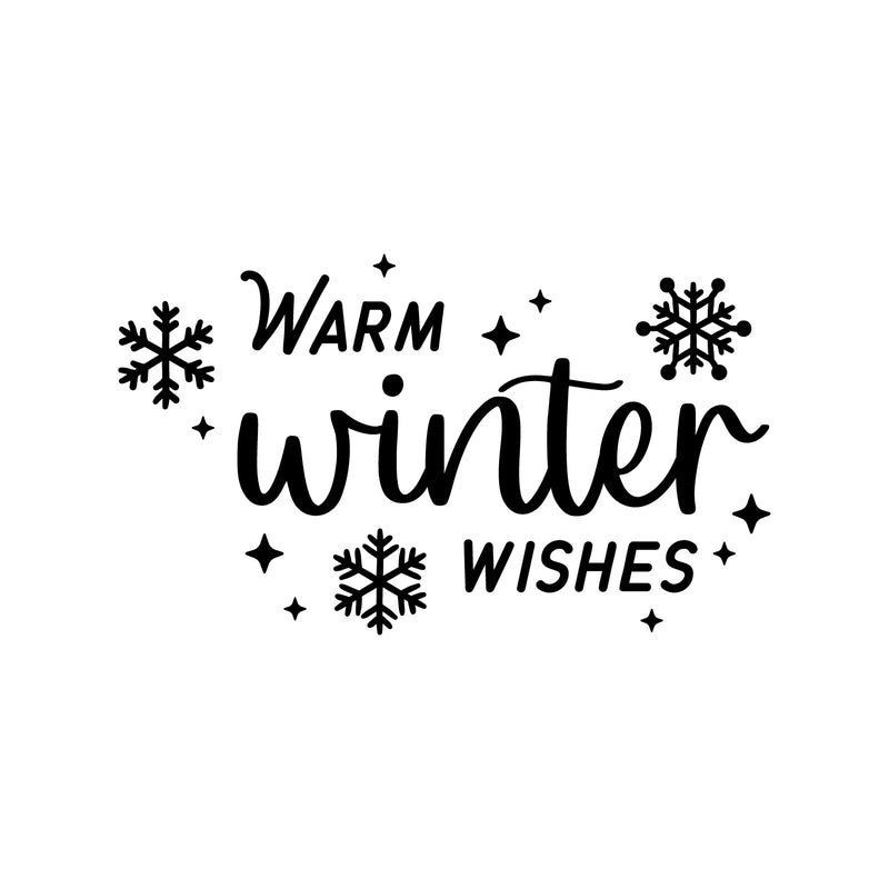 Vinyl Wall Art Decal - Warm Winter Wishes - 15" x 25" - Trendy Cute Holyday Season Quote Sticker For Living Room Dining Room Storefront Window Door Coffee Shop Decor 1