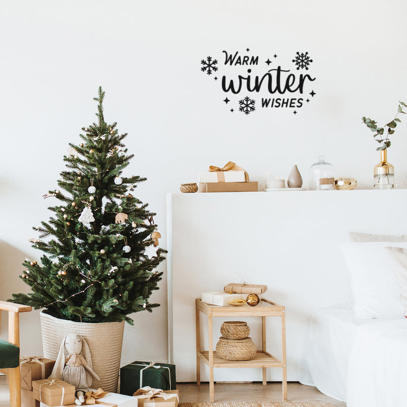 Vinyl Wall Art Decal - Warm Winter Wishes - 15" x 25" - Trendy Cute Holyday Season Quote Sticker For Living Room Dining Room Storefront Window Door Coffee Shop Decor 3