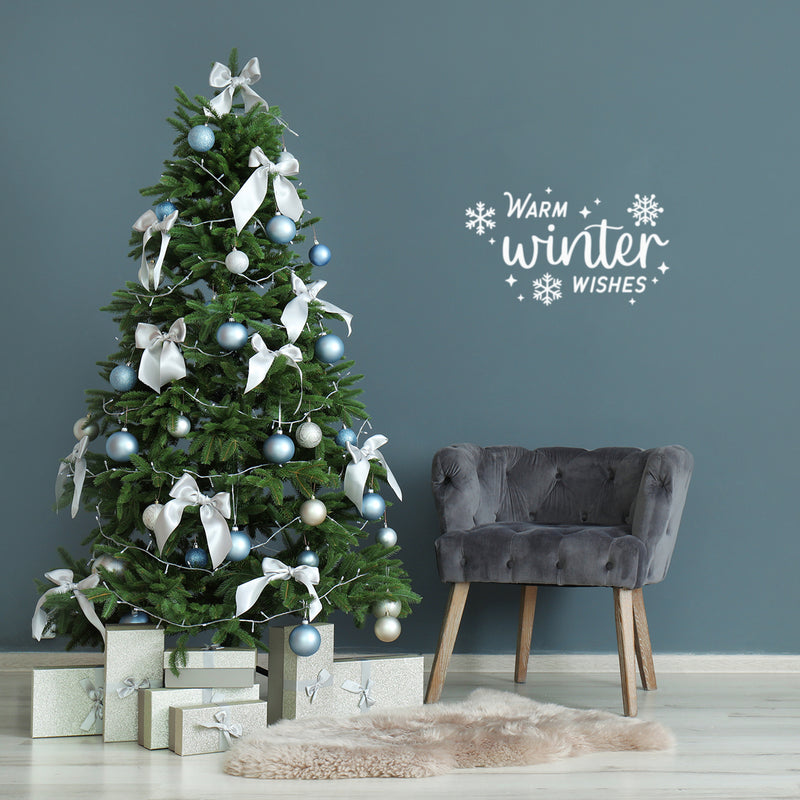 Vinyl Wall Art Decal - Warm Winter Wishes - 15" x 25" - Trendy Cute Holyday Season Quote Sticker For Living Room Dining Room Storefront Window Door Coffee Shop Decor 2