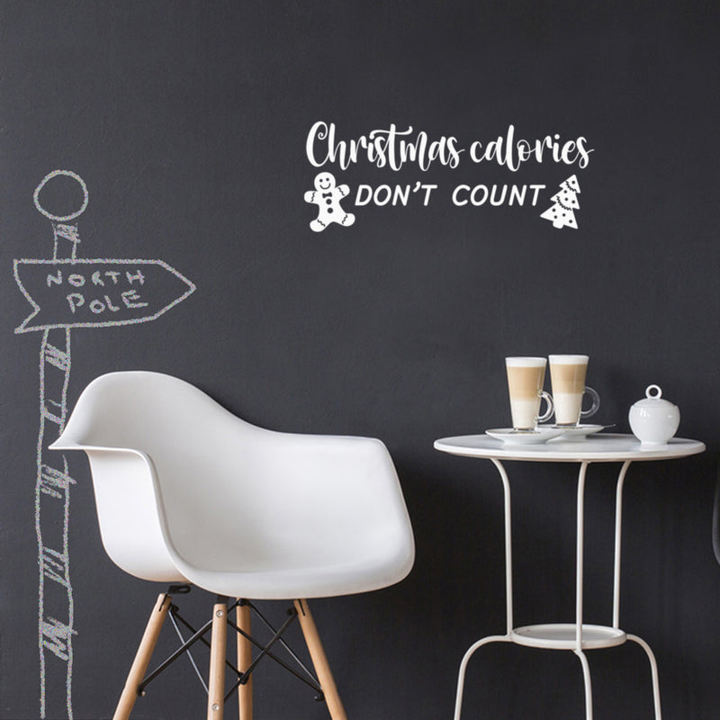 Vinyl Wall Art Decal - Christmas Calories Don't Count - 9.5" x 25" - Lovely Funny Christmas Quote Sticker For Home Bedroom Living Room Kitchen Restaurant Coffee Shop Storefront Decor 3