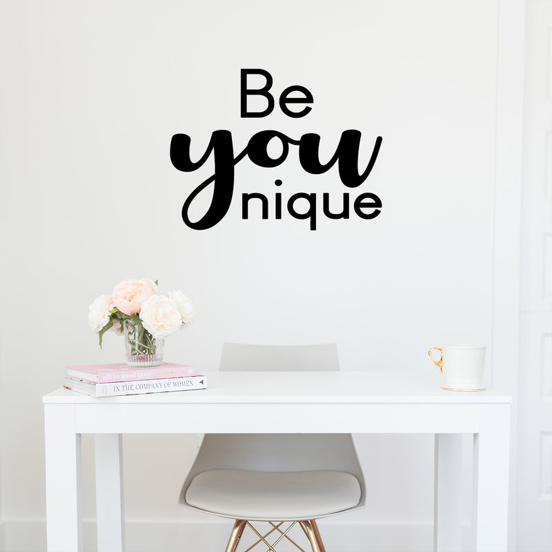 Vinyl Wall Art Decal - Be You Nique - Modern Cute Inspirational Positive Self Love Quote Sticker For Home School Office Teen Bedroom Kids Room Makeup Mirror Decor 2