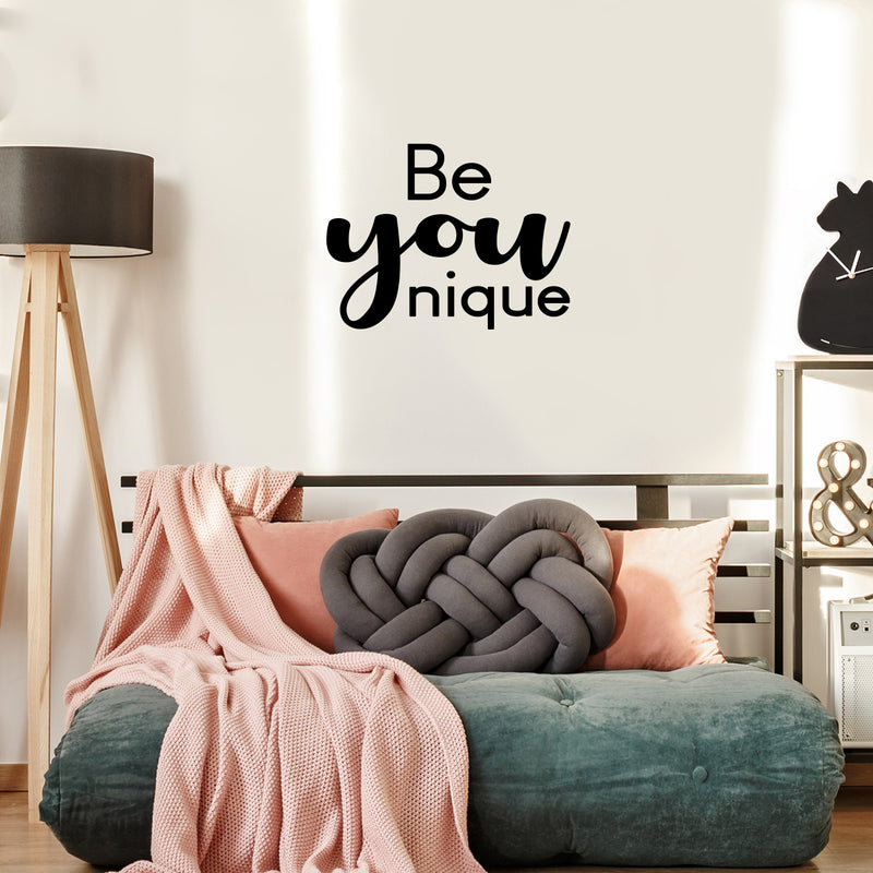 Vinyl Wall Art Decal - Be You Nique - Modern Cute Inspirational Positive Self Love Quote Sticker For Home School Office Teen Bedroom Kids Room Makeup Mirror Decor 3