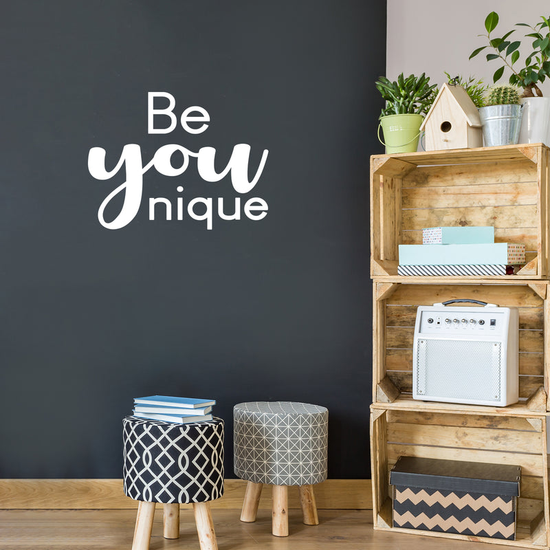 Vinyl Wall Art Decal - Be You Nique - 17" x 22" - Modern Cute Inspirational Positive Self Love Quote Sticker For Home School Office Teen Bedroom Kids Room Makeup Mirror Decor 2