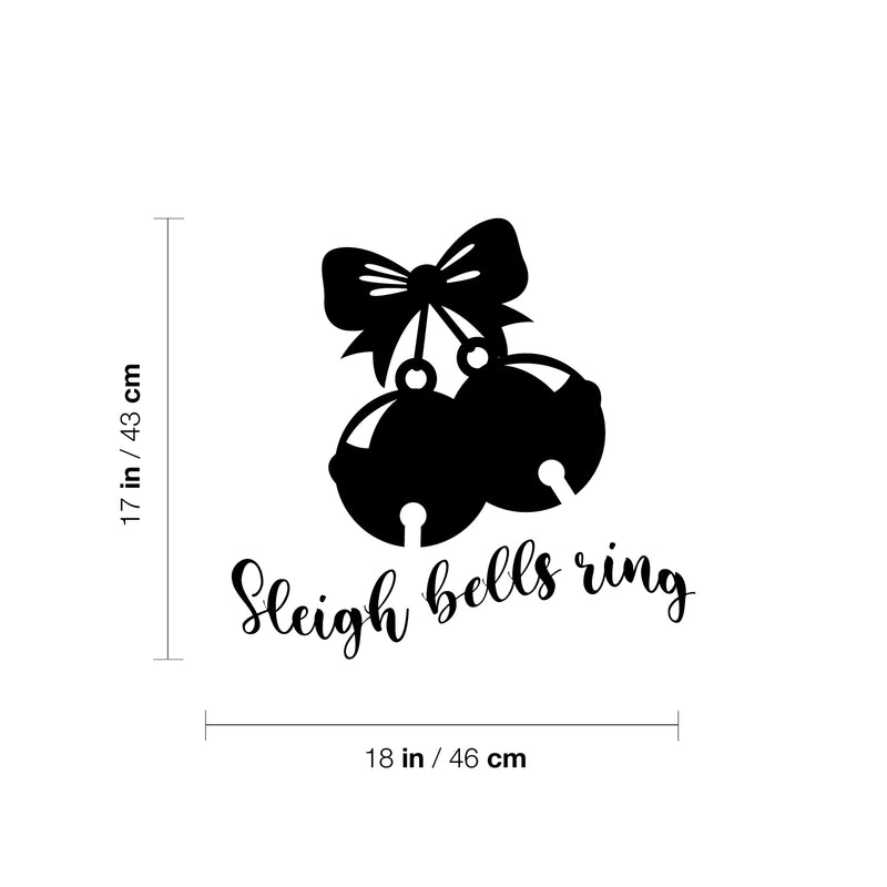 Vinyl Wall Art Decal - Sleigh Bells Ring - Holiday Season Christmas Seasonal Quote Sticker For Home School Living Room Bedroom Work Office Door Store Window Decor 4