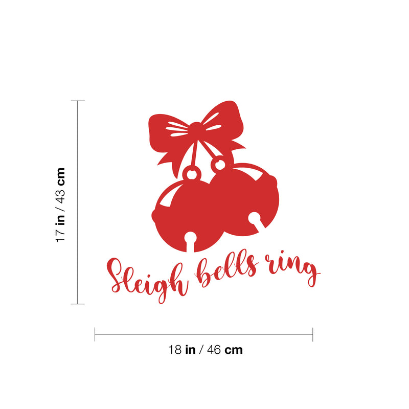 Vinyl Wall Art Decal - Sleigh Bells Ring - 17" x 18" - Holiday Season Trendy Seasonal Quote Sticker For Home Office Living Room Bedroom Door Window Decor 4