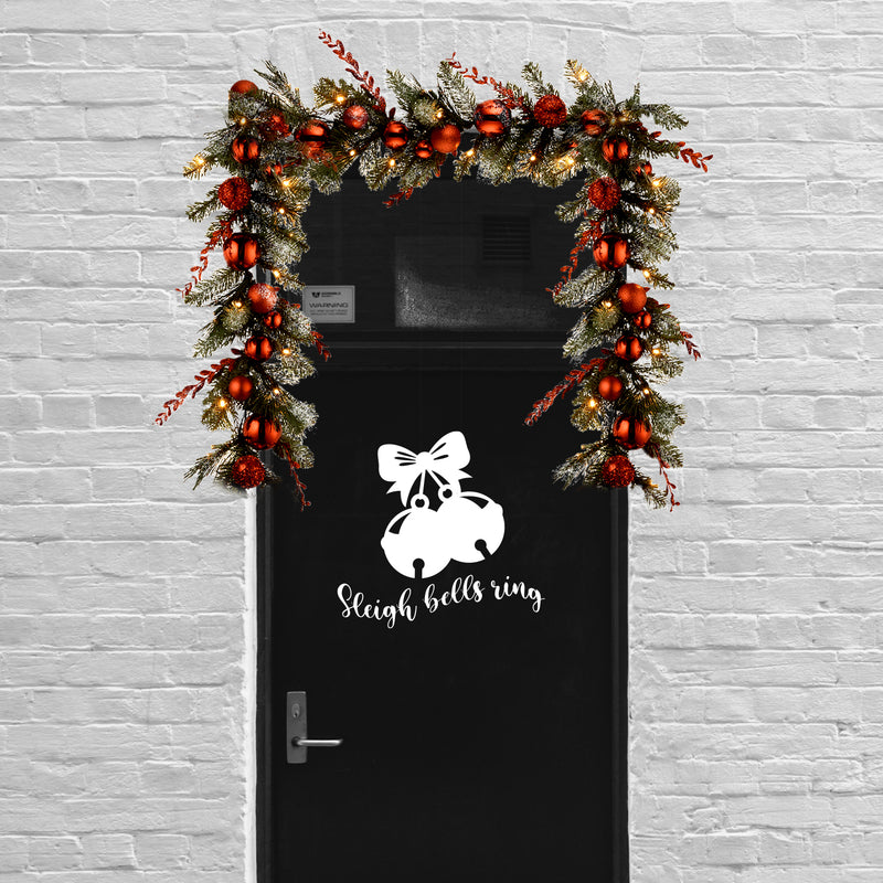 Vinyl Wall Art Decal - Sleigh Bells Ring - 17" x 18" - Holiday Season Trendy Seasonal Quote Sticker For Home Office Living Room Bedroom Door Window Decor 2