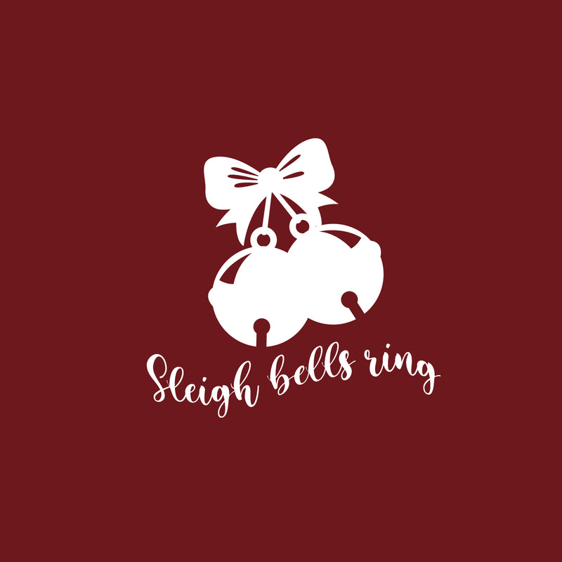 Vinyl Wall Art Decal - Sleigh Bells Ring - 17" x 18" - Holiday Season Trendy Seasonal Quote Sticker For Home Office Living Room Bedroom Door Window Decor 1