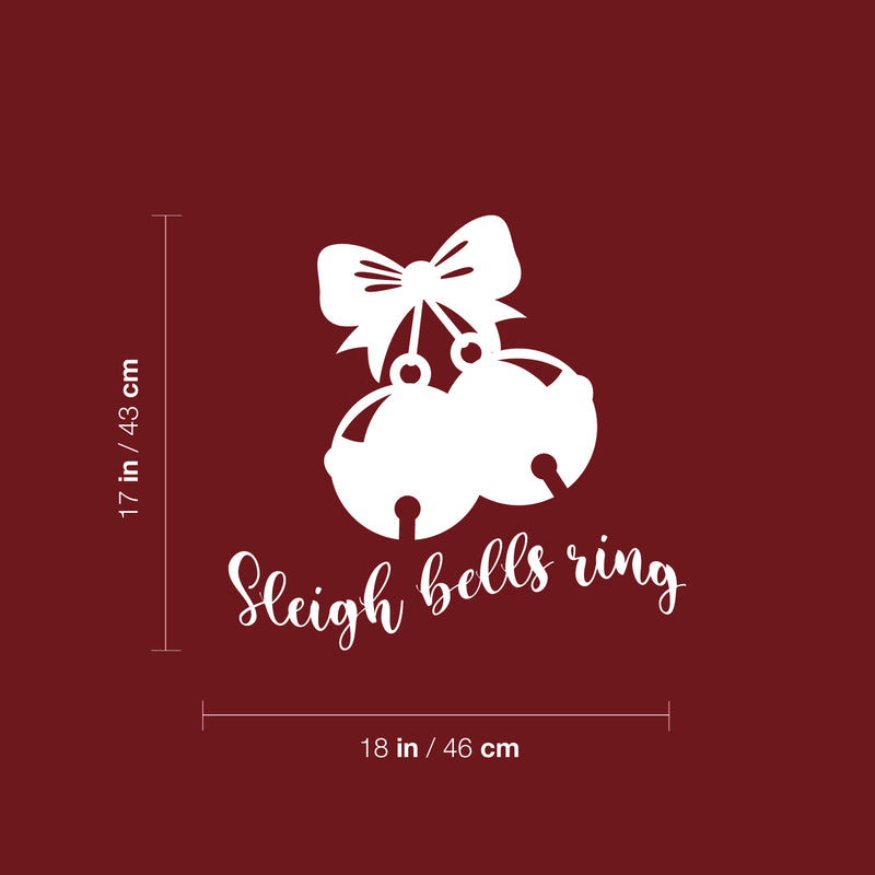 Vinyl Wall Art Decal - Sleigh Bells Ring - 17" x 18" - Holiday Season Trendy Seasonal Quote Sticker For Home Office Living Room Bedroom Door Window Decor 4