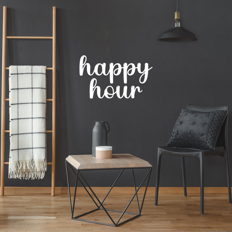 Vinyl Wall Art Decal - Happy Hour - 15" x 25" - Trendy Lovely Inspirational Fun Positive Quote Sticker For Home Kids Room Playroom Daycare School Office Coffee Shop Storefront Decor 2